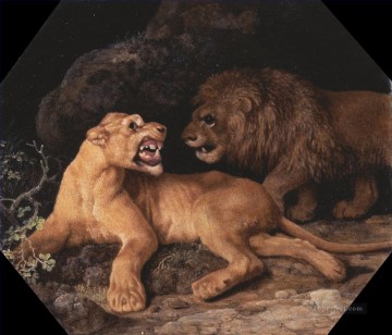 George Stubbs Lion and Lioness Oil Paintings